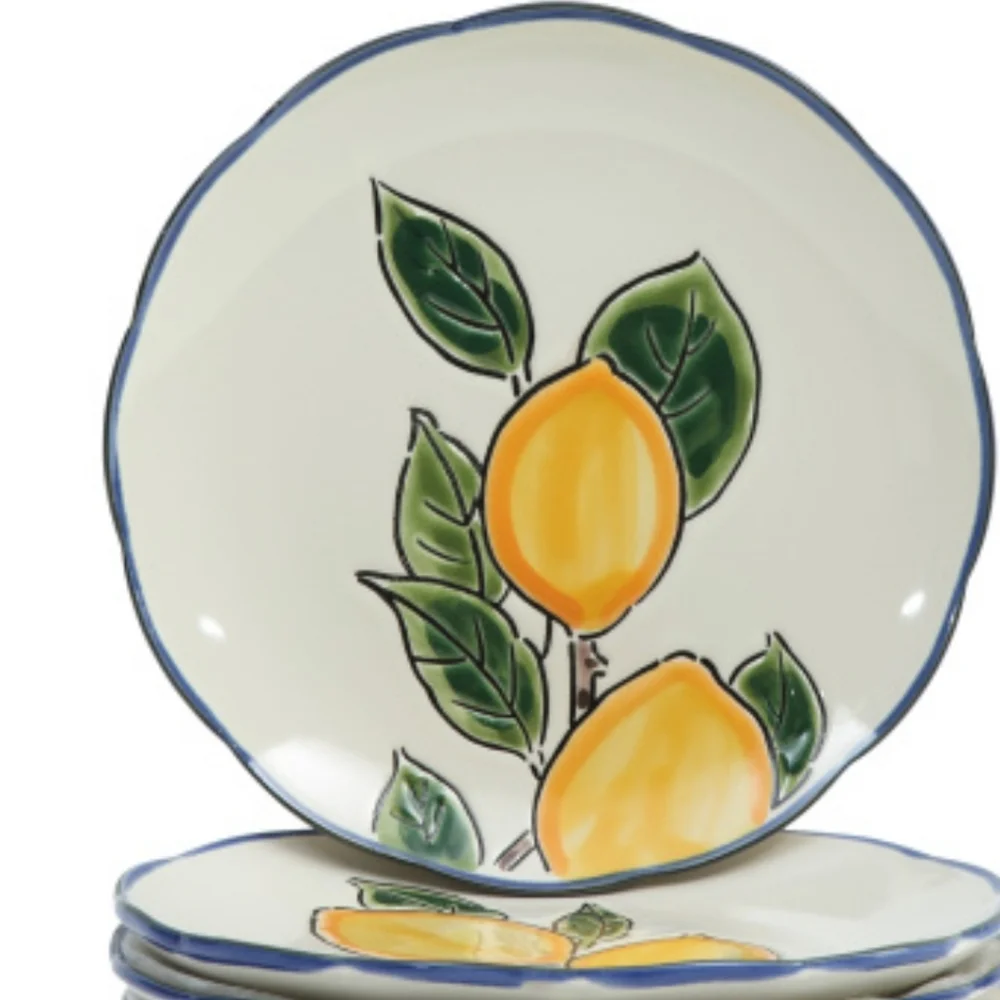 Spectrum InHomestylz Lemon Design Ceramic Appetizer Plates - Picture 4 of 4